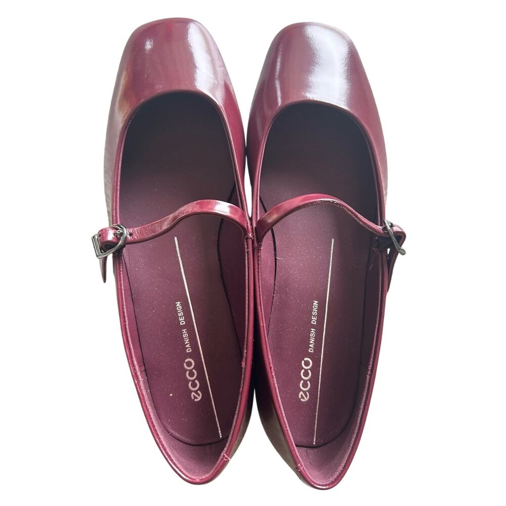 NWOB Ecco Women's Margot Wine Leather Mary Jane Flats EU 39/US 8-8.5